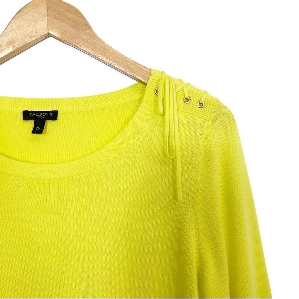 Talbots | Yellow Lace-up Shoulder Sweater - Picture 3 of 5